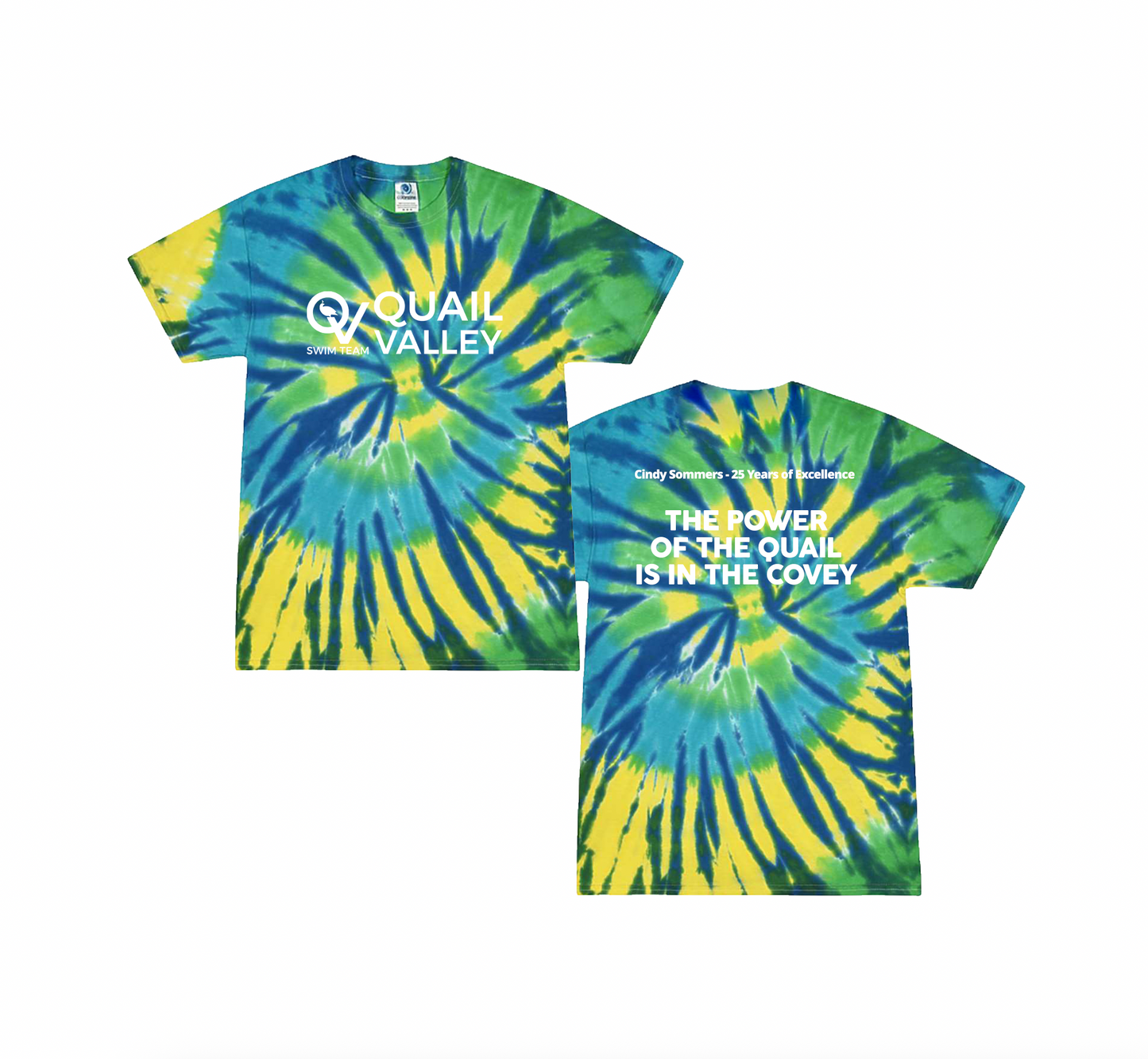 Quail Valley Swim Team Tie Dye T-Shirt - Cindy Sommers Edition